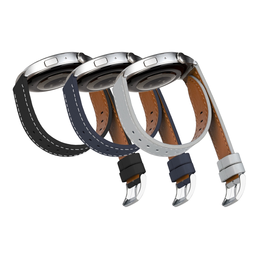 Ремінець Универс 22mm Leather strap with straight tip для Samsung/Amazfit/Huawei Black - Зображення 2