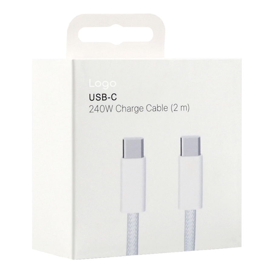 USB For IP Type-C to Type-C New Design Nylon 240W 2m 1:1 Бiлий - Зображення 2