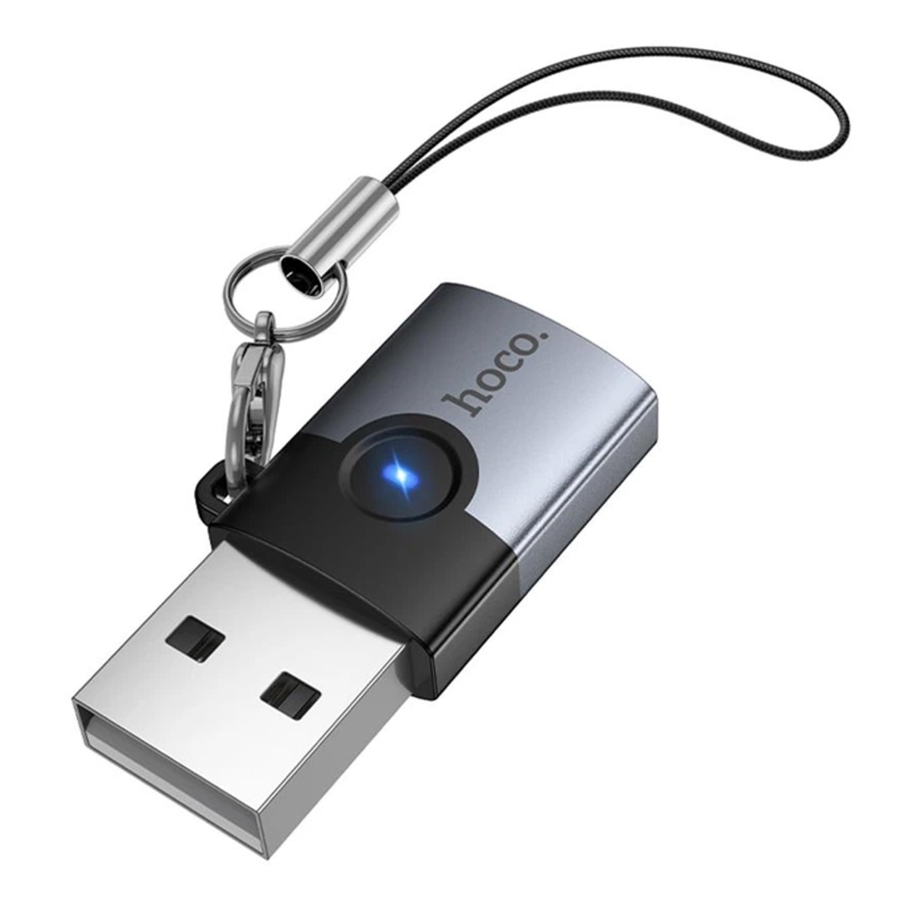 Перехідник Hoco UA46B USB Male to Type-C female USB3.0 Сірий
