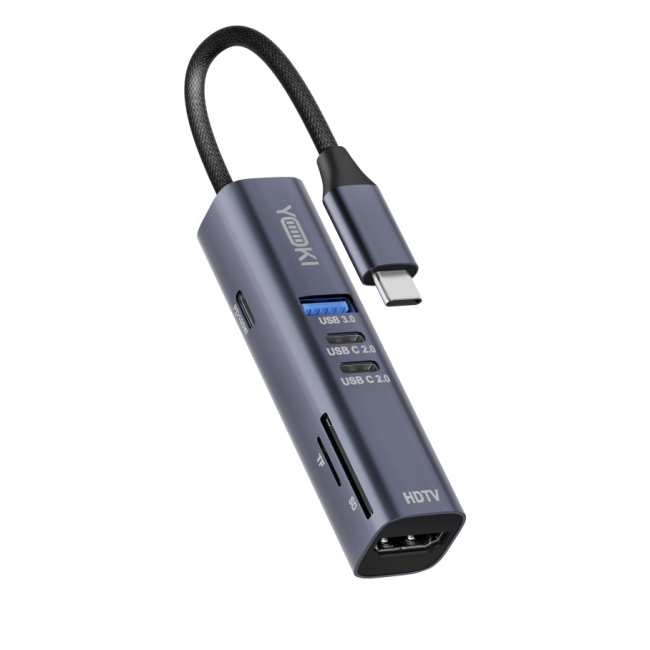 USB Hub YOKI Pocket Pro 7in1 YK-HPP3CACH1 Сірий