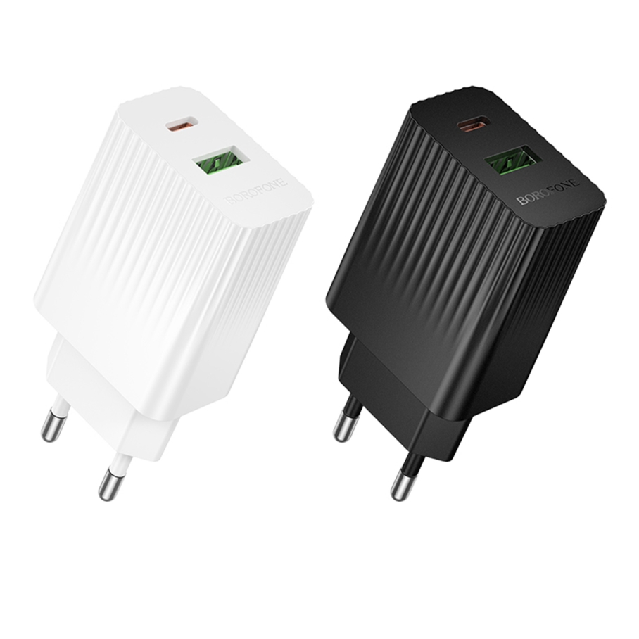 Мережевий Зарядний Пристрій Borofone BAS76A 1USB-C/1USB PD/QC 30W Чорний - Зображення 2