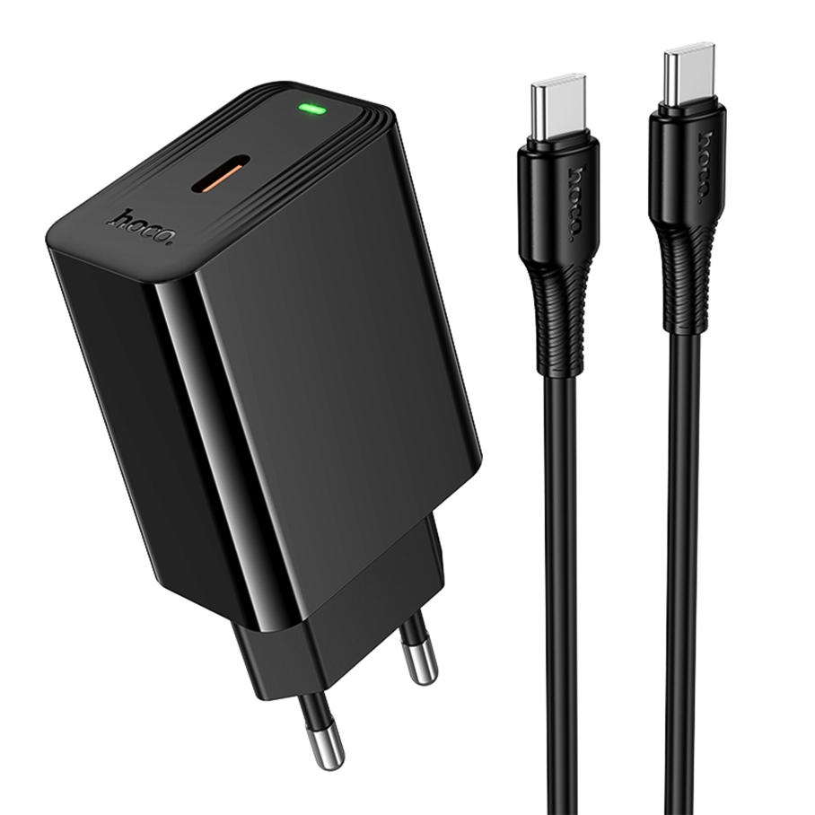 Мережевий Зарядний Пристрій Hoco CS93A 1USB-C PD/QC 20W+Type-C to Type-C Чорний