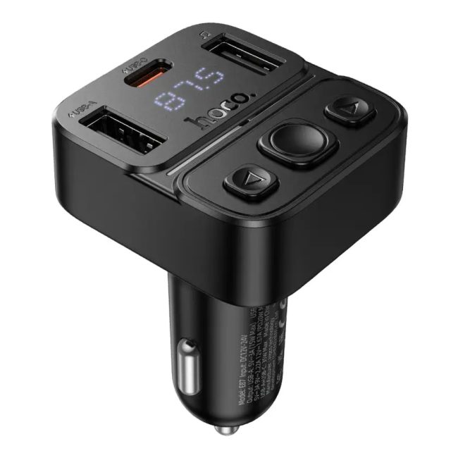 FM-трансмітер Hoco E87 USB-C PD20W+USB 15W/BT5.4 Total 35W Чорний