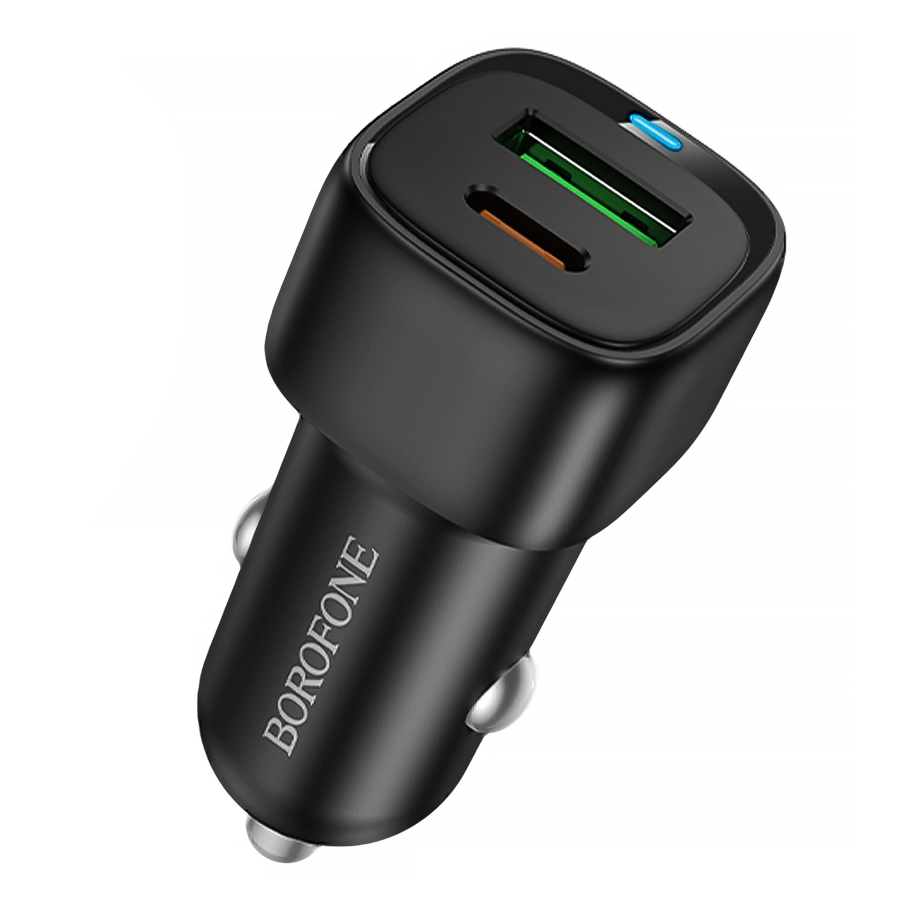 Автомобільний Зарядний Пристрій Borofone BZ34B 1USB QC18W/1USB-C PD20W Total 38W Чорний