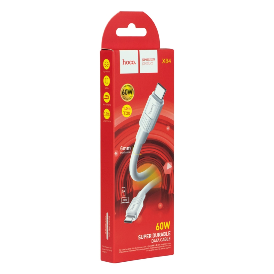 Кабель USB Hoco X84 60W Type-C to Type-C М'ята упаковка Чорний