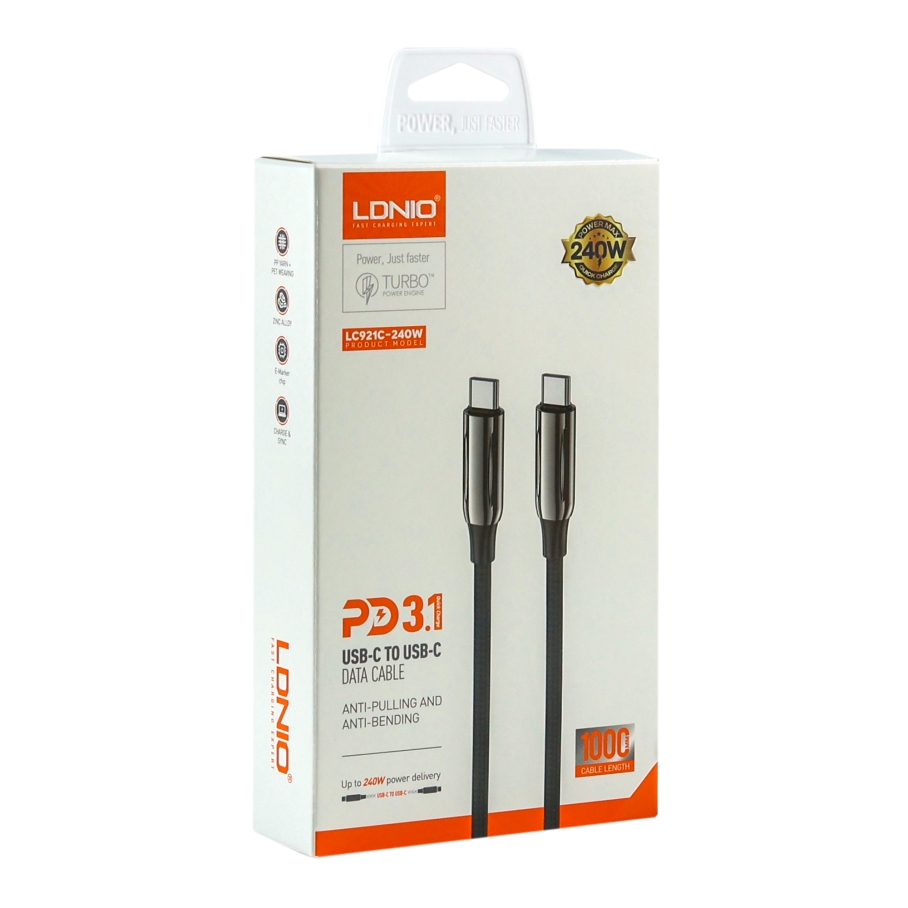 Кабель USB LDNIO LC921 PD3.1/240W Type-C to Type-C Сiрий - Зображення 2