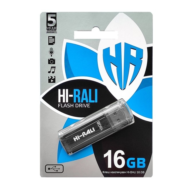 USB флеш-накопичувач Hi-Rali Stark 16gb Чорний - Зображення 2