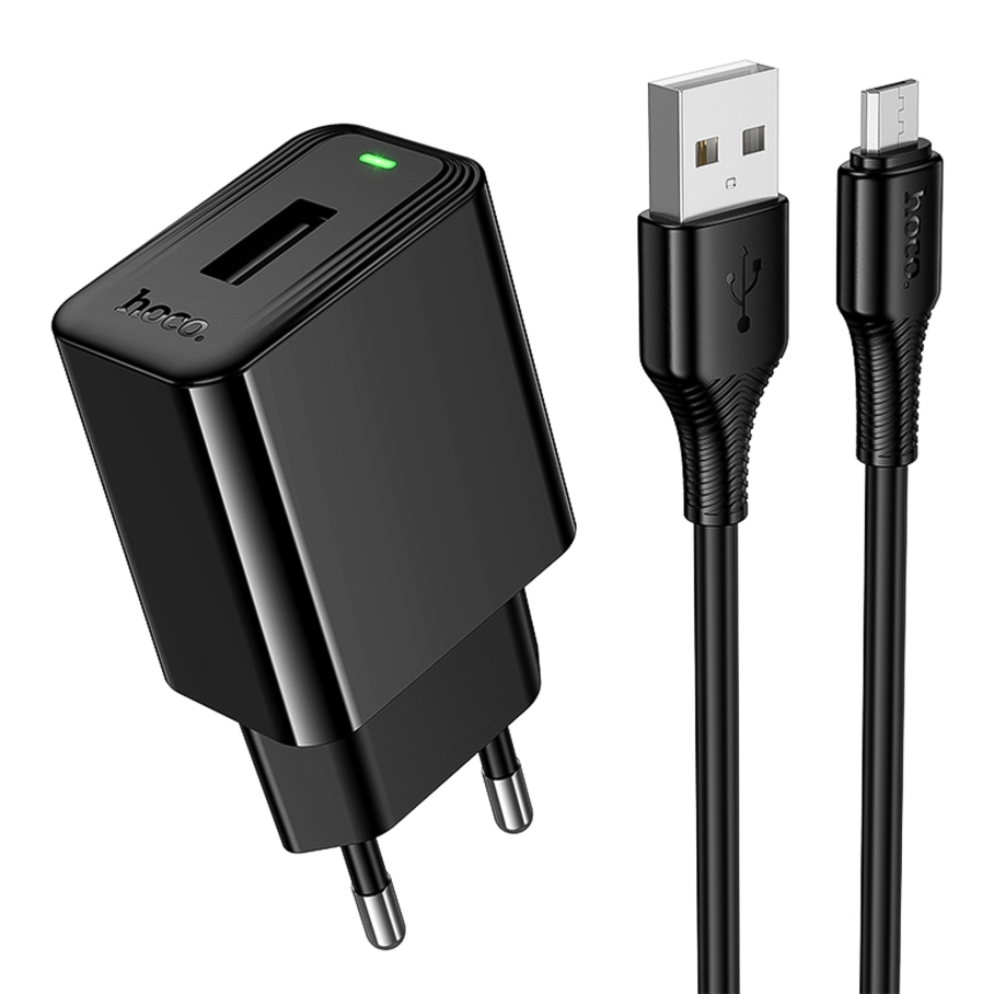 Мережевий Зарядний Пристрій Hoco CS91A 1USB 2.1A+USB to Micro Чорний