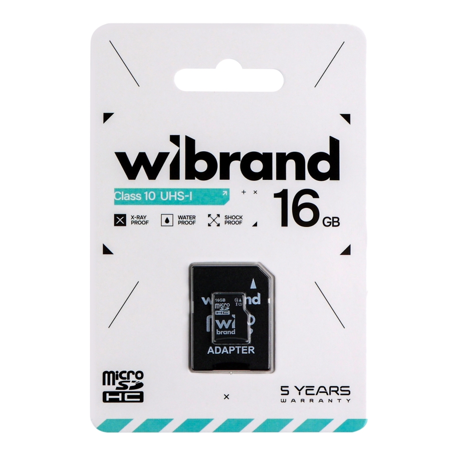Карта Пам'яті Wibrand MicroSDHC 16gb UHS-1 10 Class & Adapter Чорний - Зображення 2