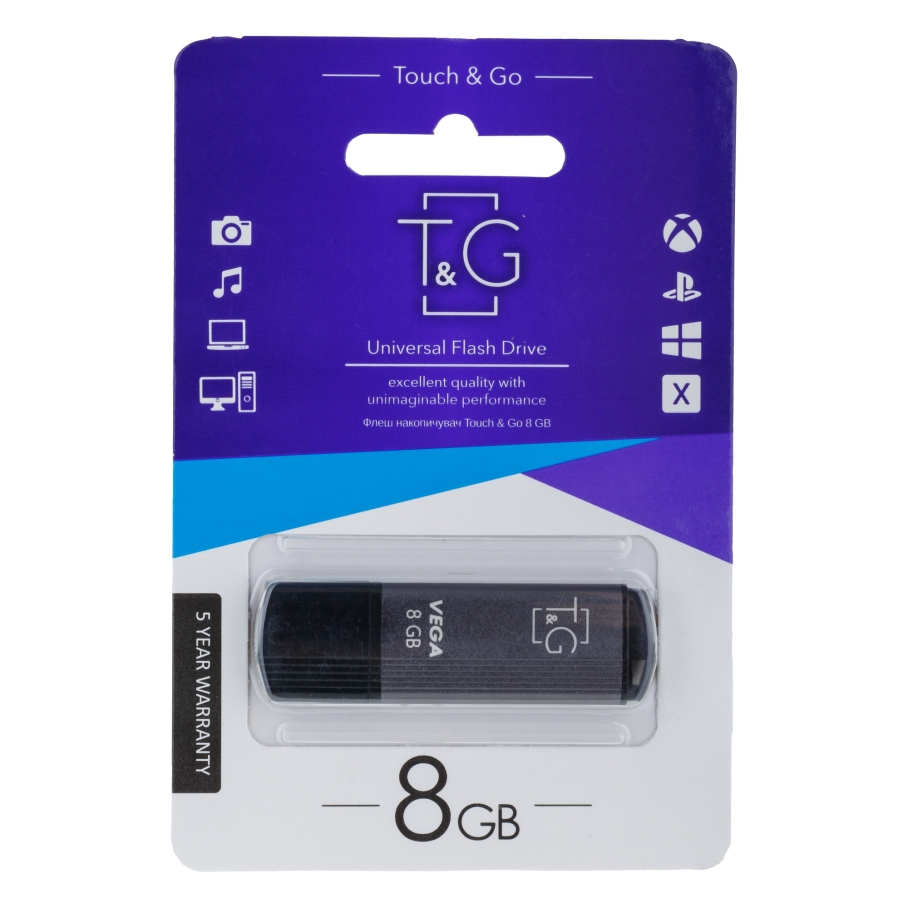 USB флеш-накопичувач T&G 8gb Vega 121 Стальний - Зображення 2