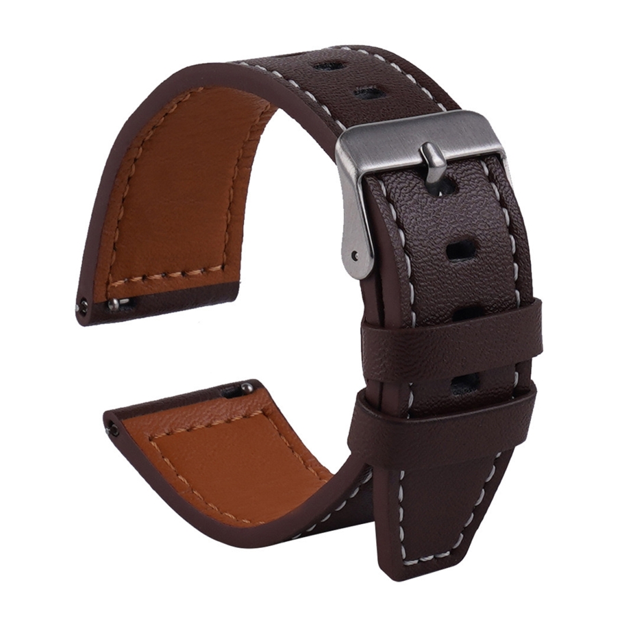 Ремінець Универс 20mm Leather strap with straight tip для Samsung/Amazfit/Huawei Dark Brown