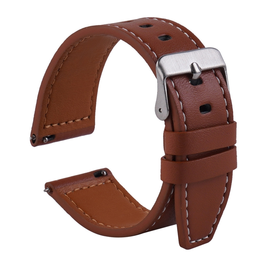 Ремінець Универс 20mm Leather strap with straight tip для Samsung/Amazfit/Huawei Brown