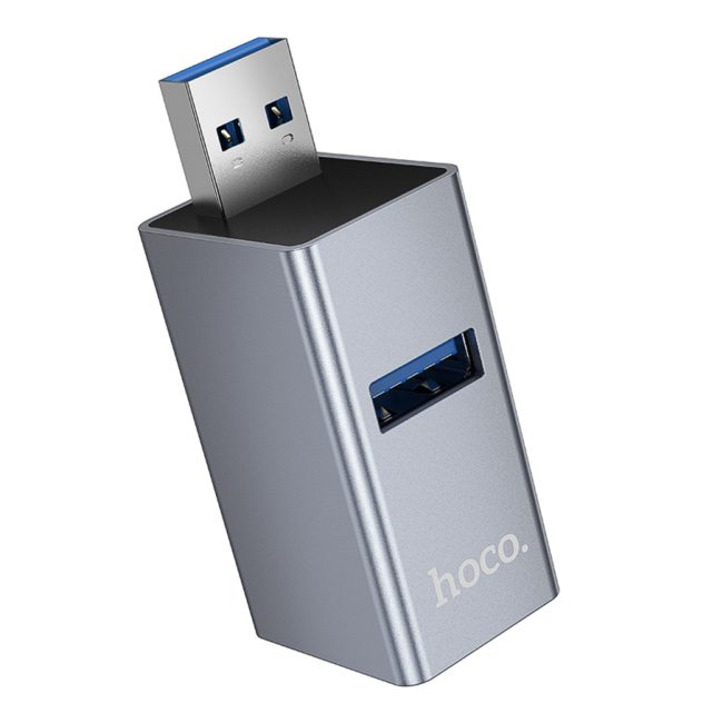 Хаб USB Hoco HB54 3in1 adapter(USB to USB3.0+USB2.0*2) Сірий