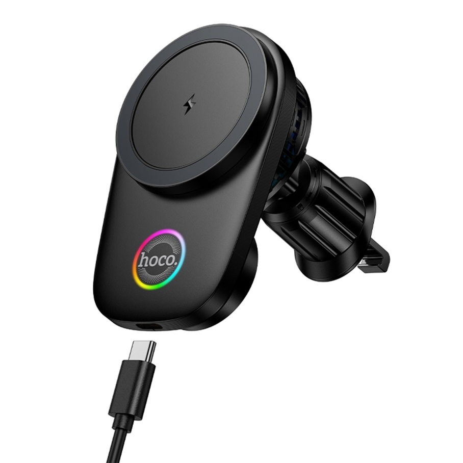Автотримач Hoco HW36 Electric Rotating 4.5-7.0 inch Magnetic Ring Wireless 15W Чорний