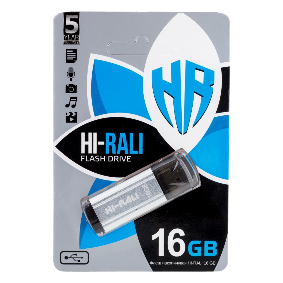 USB флеш-накопичувач Hi-Rali Stark 16gb Сталевий - Зображення 2