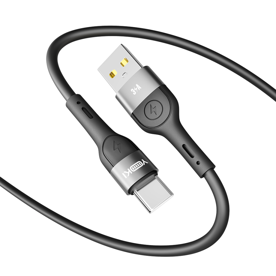 Кабель USB YOKI EXTRA YK-EX11 Type-C 3A 1.2m Чорний - Зображення 4