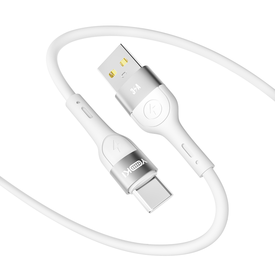 Кабель USB YOKI EXTRA YK-EX11 Type-C 3A 1.2m Бiлий - Зображення 4