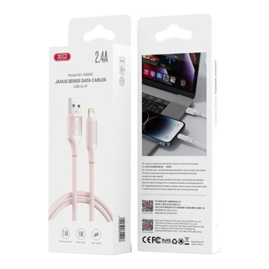 Кабель USB XO-NB265 Lightning 2.4A Бiлий - Зображення 3