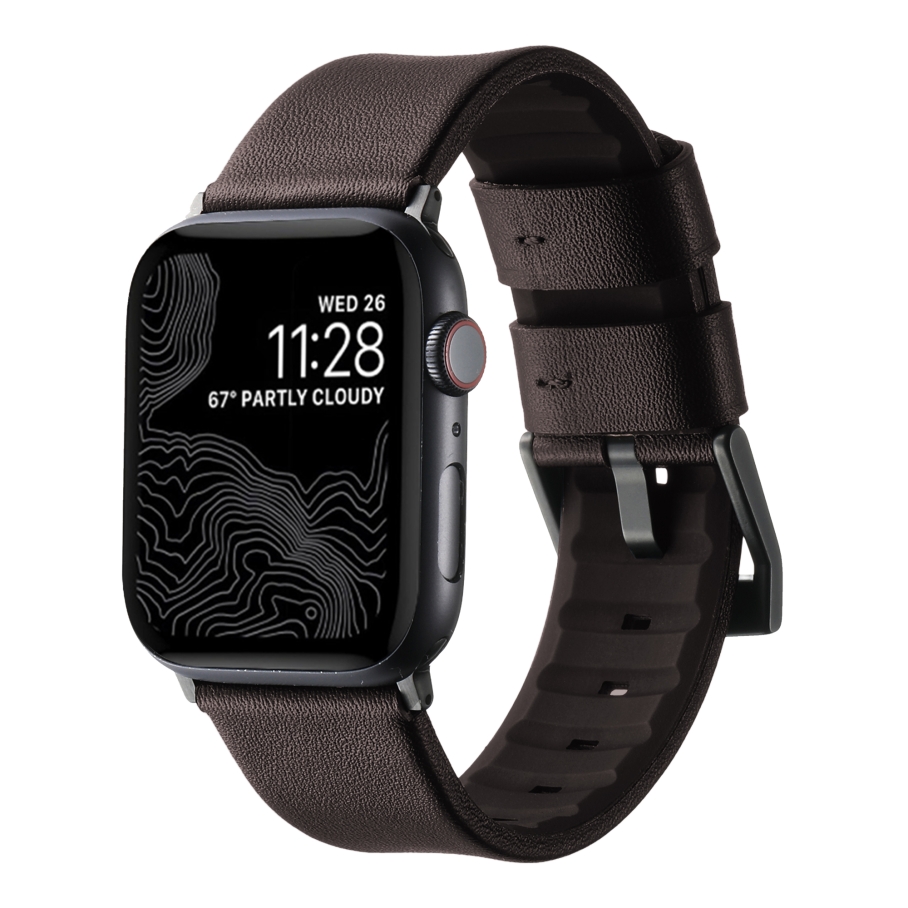 Ремінець для Apple Watch Leather+Silicone 42/44/45/49 mm Coffe Black