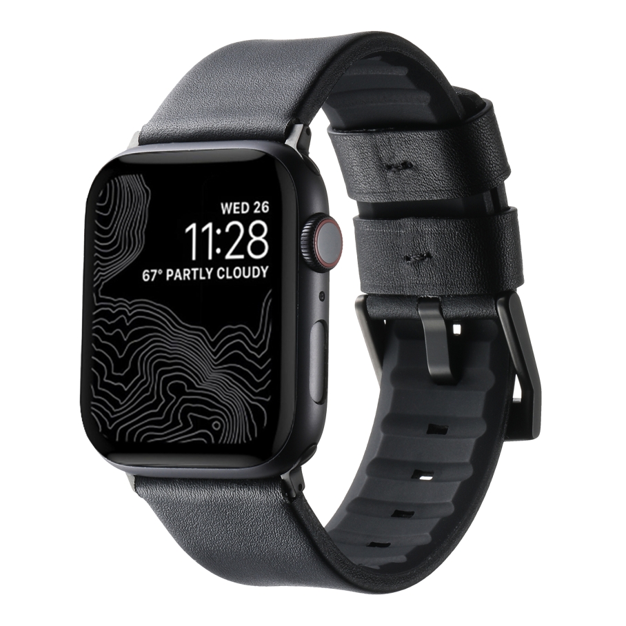 Ремінець для Apple Watch Leather+Silicone 38/40/41 mm Black Black