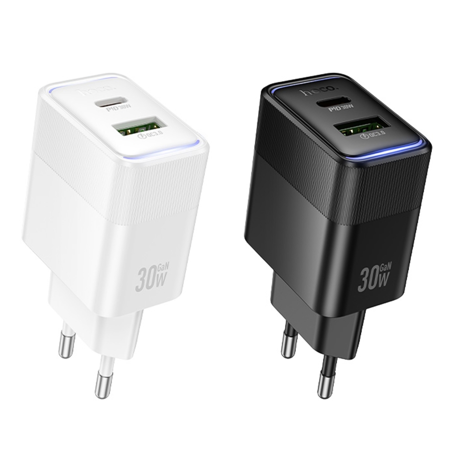 Сетевое Зарядное Устройство Hoco CS112A 1USB/1USB-C QC/PD 30W Білий - Зображення 2