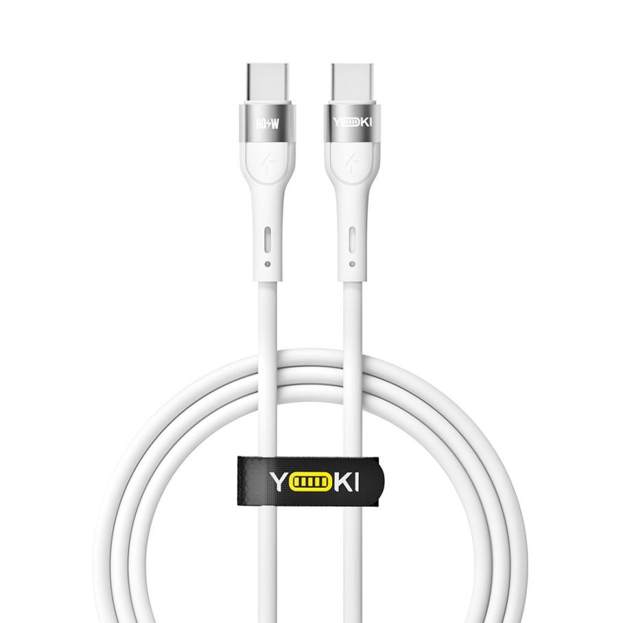 Кабель USB YOKI EXTRA YK-EX11 Type-C to Type-C 60W 1.2m Бiлий