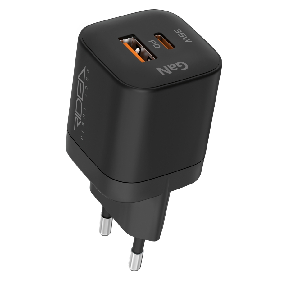 Мережевий Зарядний Пристрій Ridea RW-GaN35PPAC Prime Plus Type-C+1USB PD&QC 35W Чорний