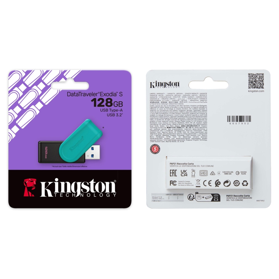 USB флеш-накопичувач 3.2 Kingston DT Exodia S 128GB Чорний/Бірюзовий - Зображення 2