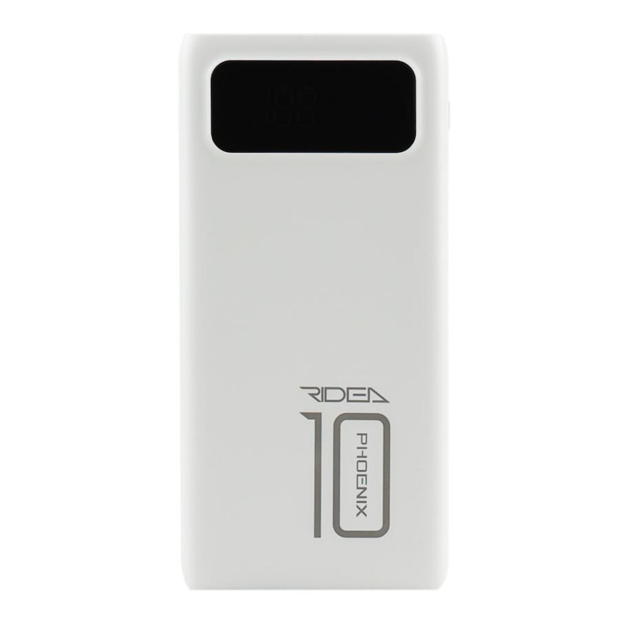 Універсальна Мобільна Батарея Power Bank Ridea RP-D10L Phoenix10 10W digital display + lamp 10000 mAh Бiлий