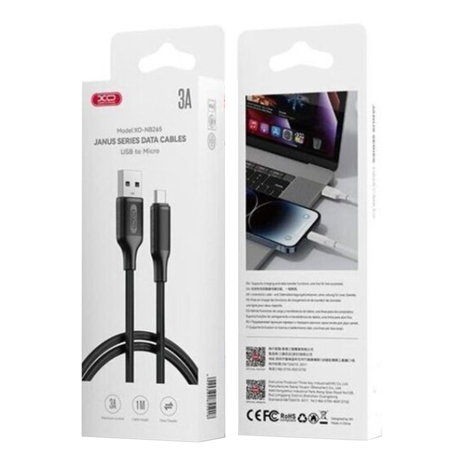 Кабель USB XO-NB265 Micro 2.4A Чорний - Зображення 3