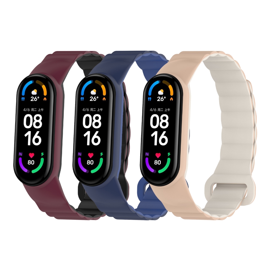 Ремінець для Xiaomi Mi Band 3/4/5/6/7 Silicone Link Plum/Black - Зображення 2