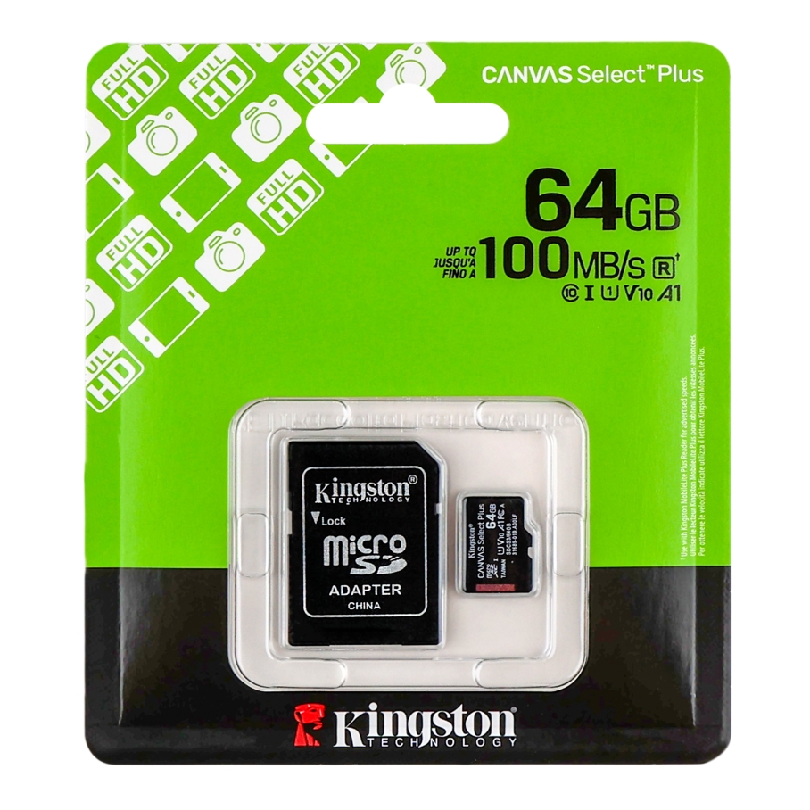 Карта Пам'яті Kingston Canvas Select Plus Gen3 microSDXC (UHS-1) 64gb 10 Class & Adapter Чорний - Зображення 2
