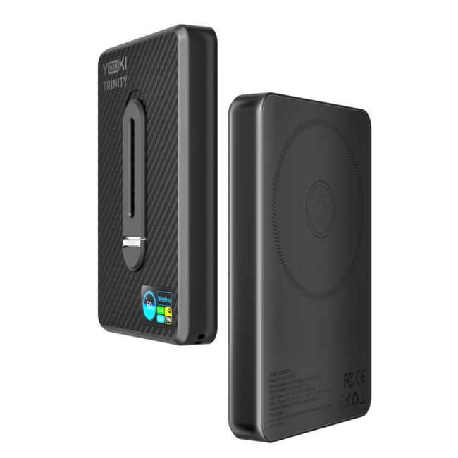 Універсальна Мобільна Батарея Magnetic Power Bank YOKI TRINITY (15W Qi/20W QC/PD) 10000 mAh YK-MPT1020 Чорний