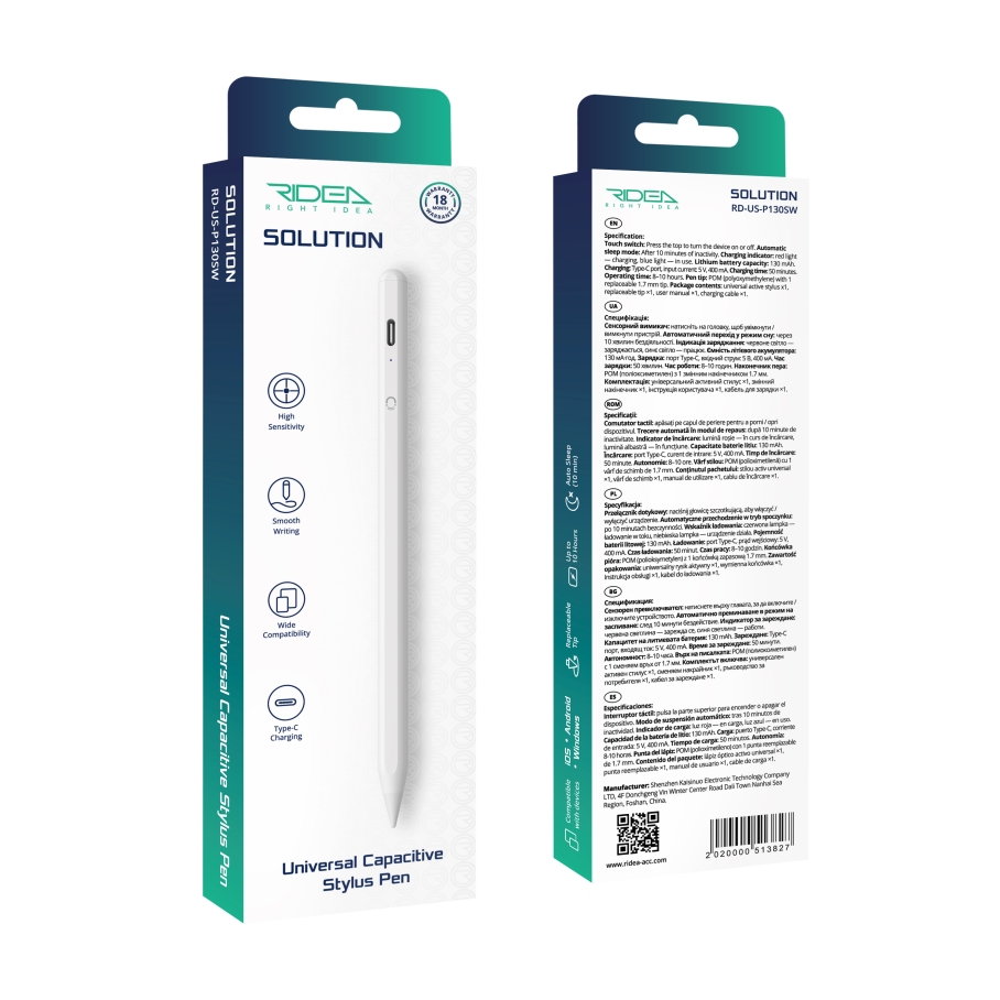 Стилус Ridea Solution Universal Capacitive Stylus Pen Білий - Зображення 2