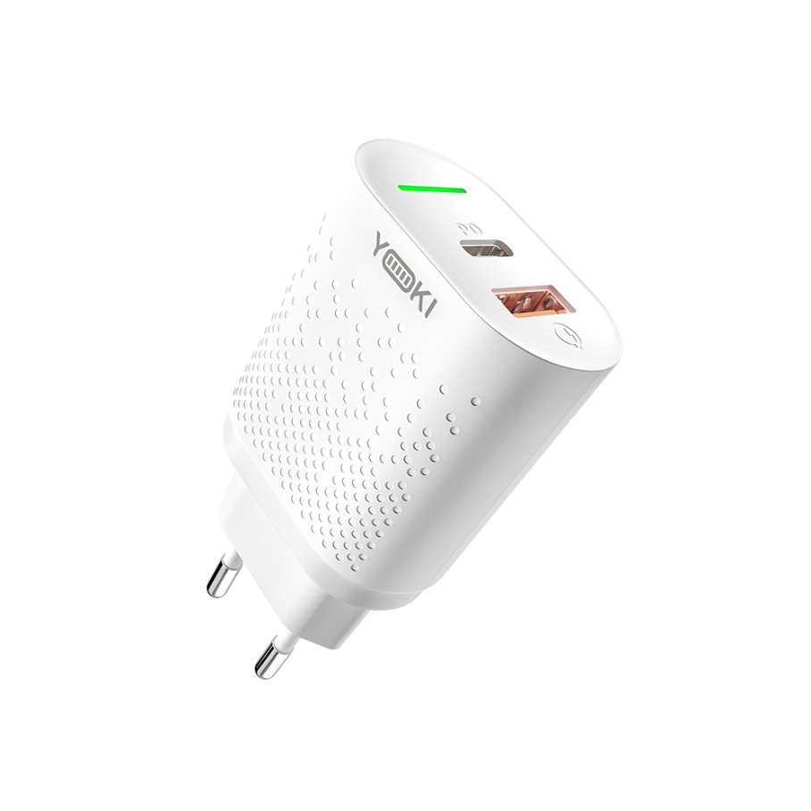 Мережевий зарядний пристрій YOKI Led Series YK-20PD+QC 20W Бiлий