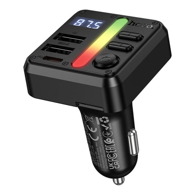 FM-трансмітер Hoco E89 USB-C PD30W+USB 15W/TF/BT5.4 Total 45W Чорний
