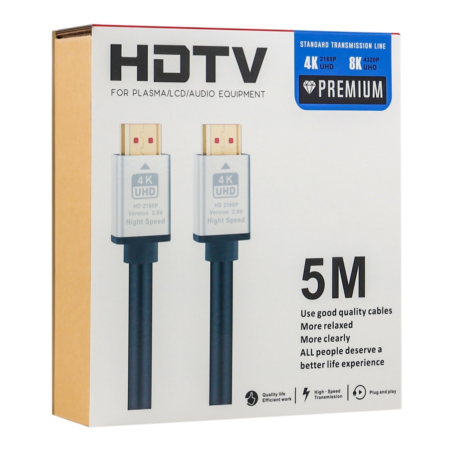Кабель HDMI- HDMI 2.0V 5m 4K Premium Чорний - Зображення 2