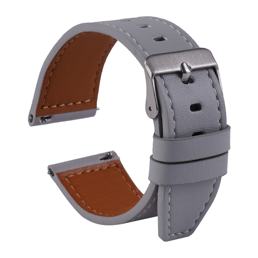 Ремінець Универс 22mm Leather strap with straight tip для Samsung/Amazfit/Huawei Light Grey