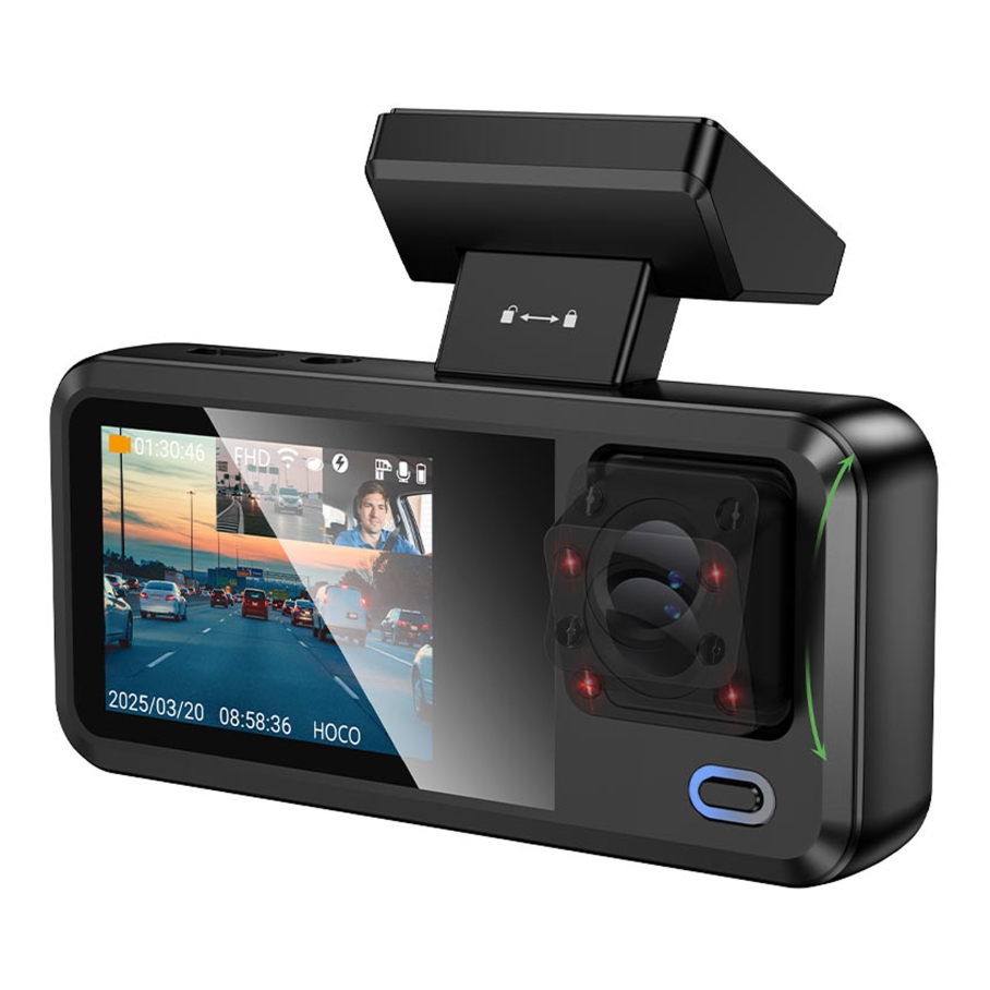 Відеореєстратор Hoco DV15 2-inch 720P/Wi-Fi App/ 3 Камеры Чорний