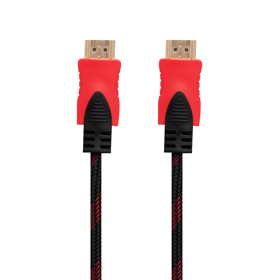 Кабель HDMI- HDMI 1.4V 3m (Тканинний провід) Чорно-Червоний