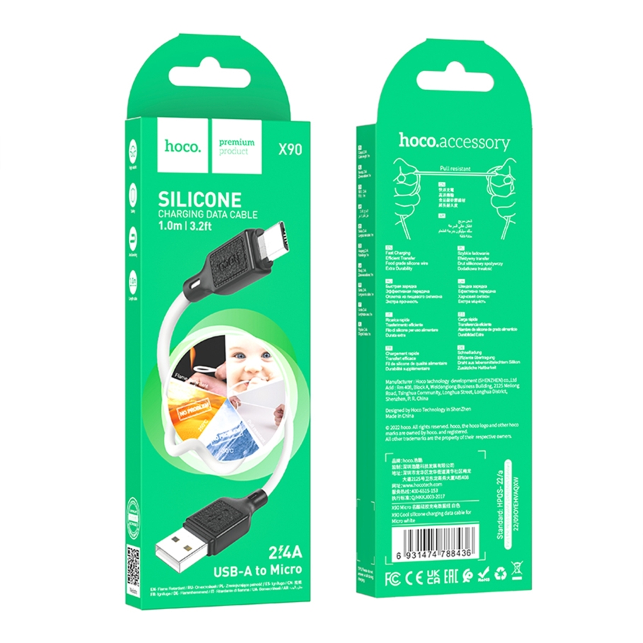 Кабель USB Hoco X90 Micro 2.4A Білий - Зображення 3
