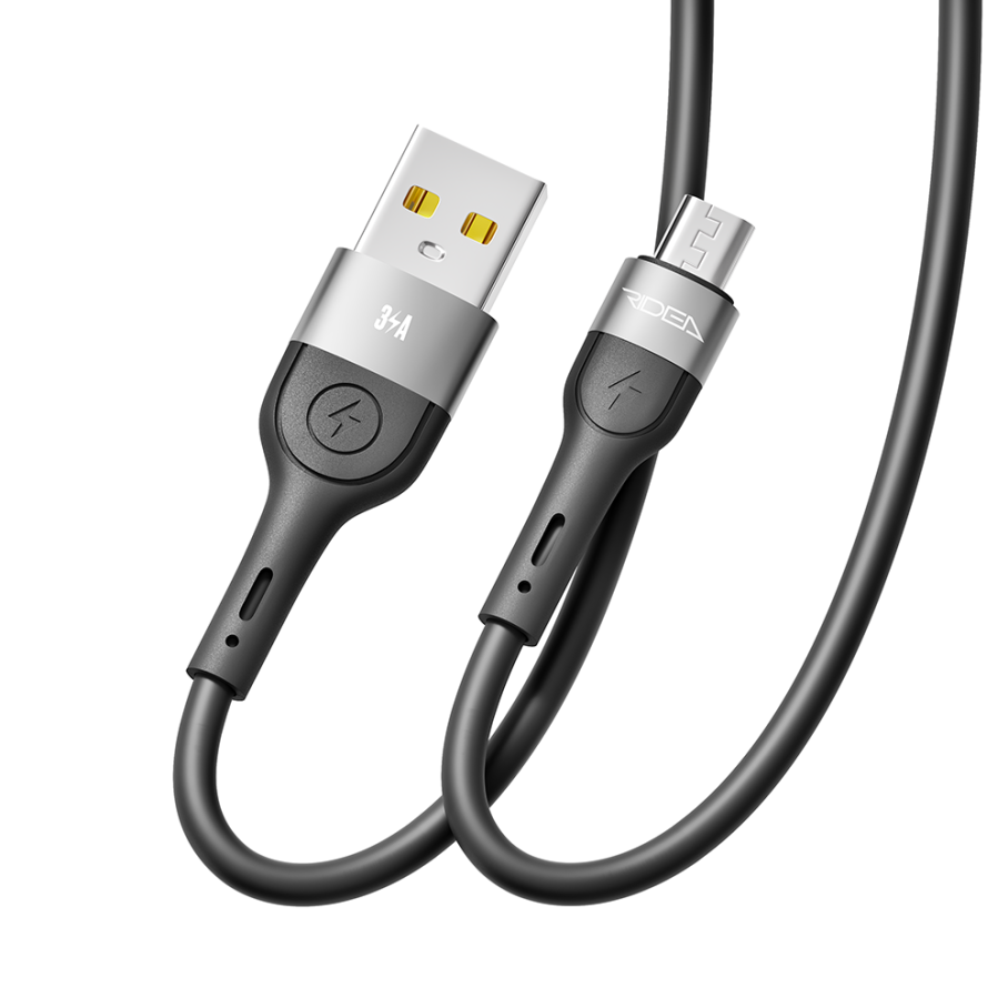 Кабель USB Ridea RC-XS51 X-Silicone MicroUSB 3A 2m Чорний - Зображення 3