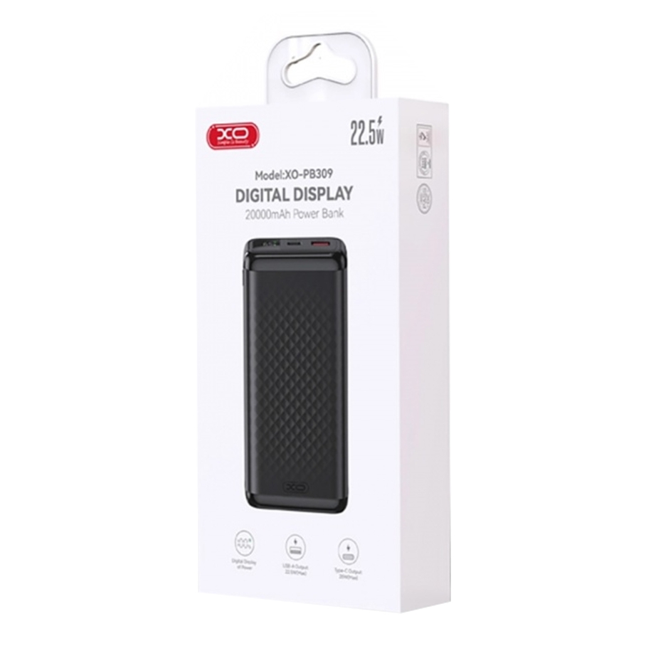 Універсальна Мобільна Батарея Power Bank XO PB309 22.5W Digital Fast Charger 20000mAh Чорний - Зображення 2