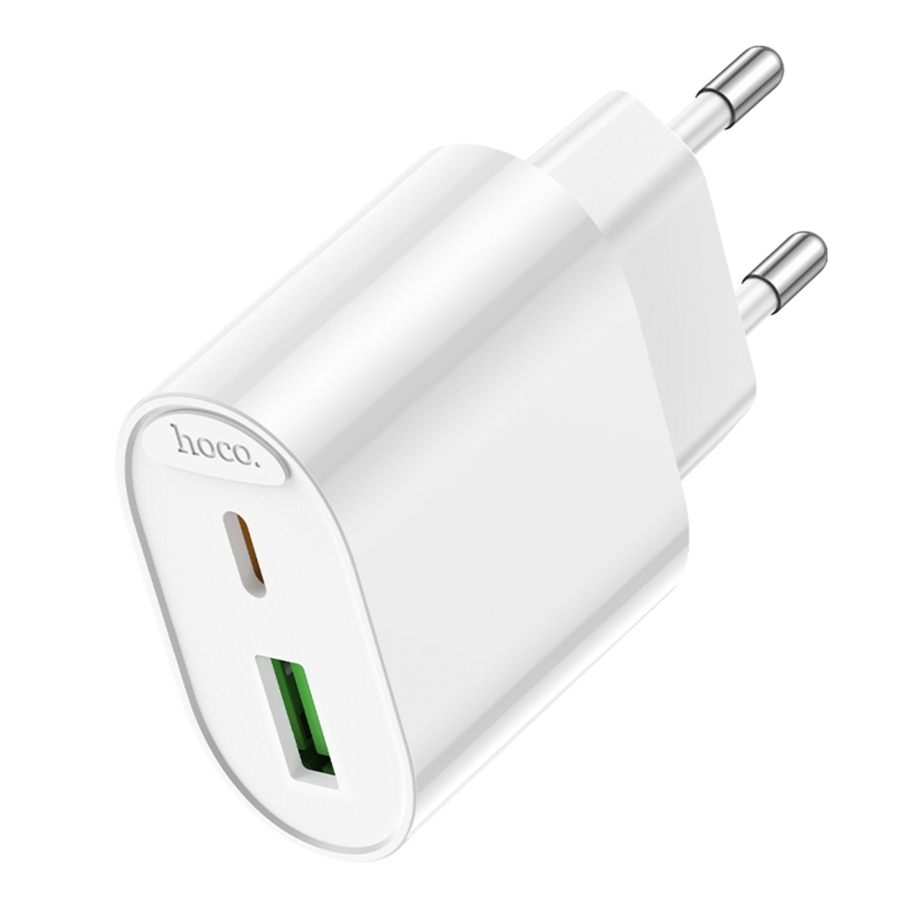Мережевий Зарядний Пристрій Hoco C109A 1USB-C/1USB PD/QC 20W Бiлий