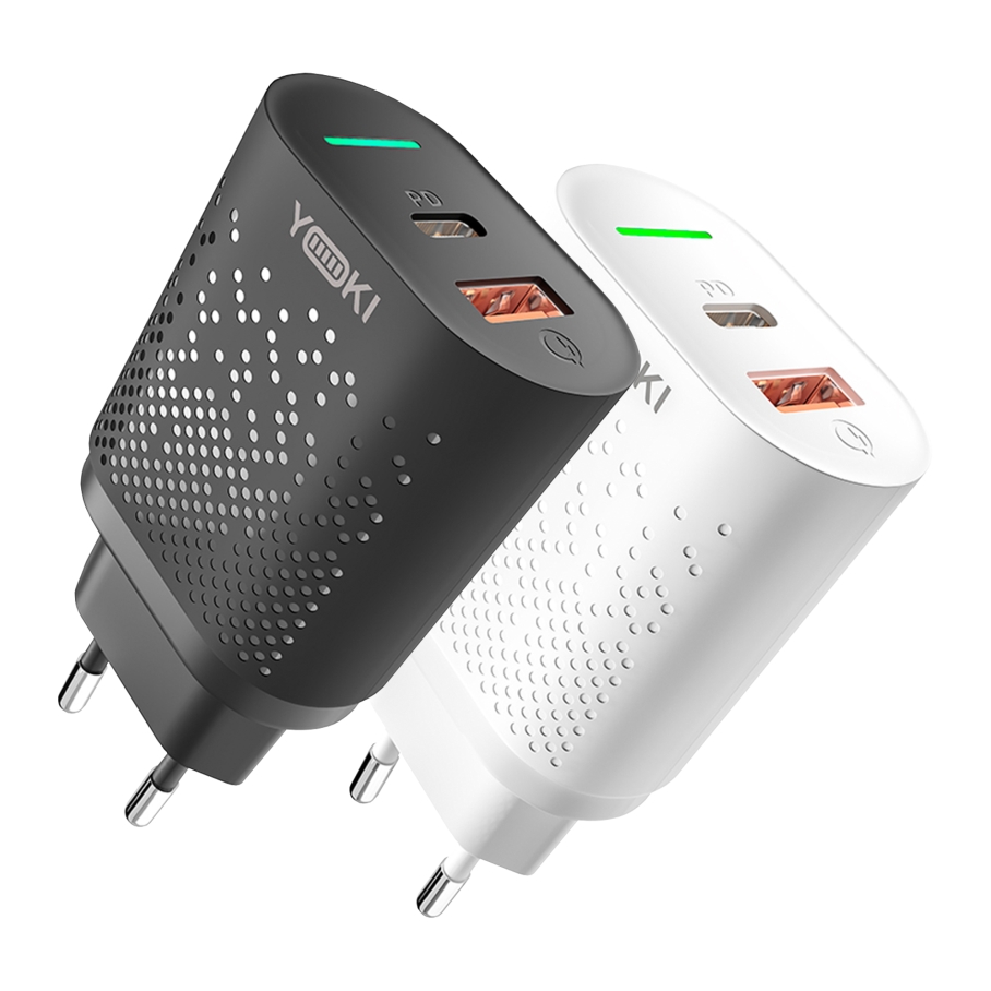 Мережевий зарядний пристрій YOKI Led Series YK-20PD+QC 20W Бiлий - Зображення 2