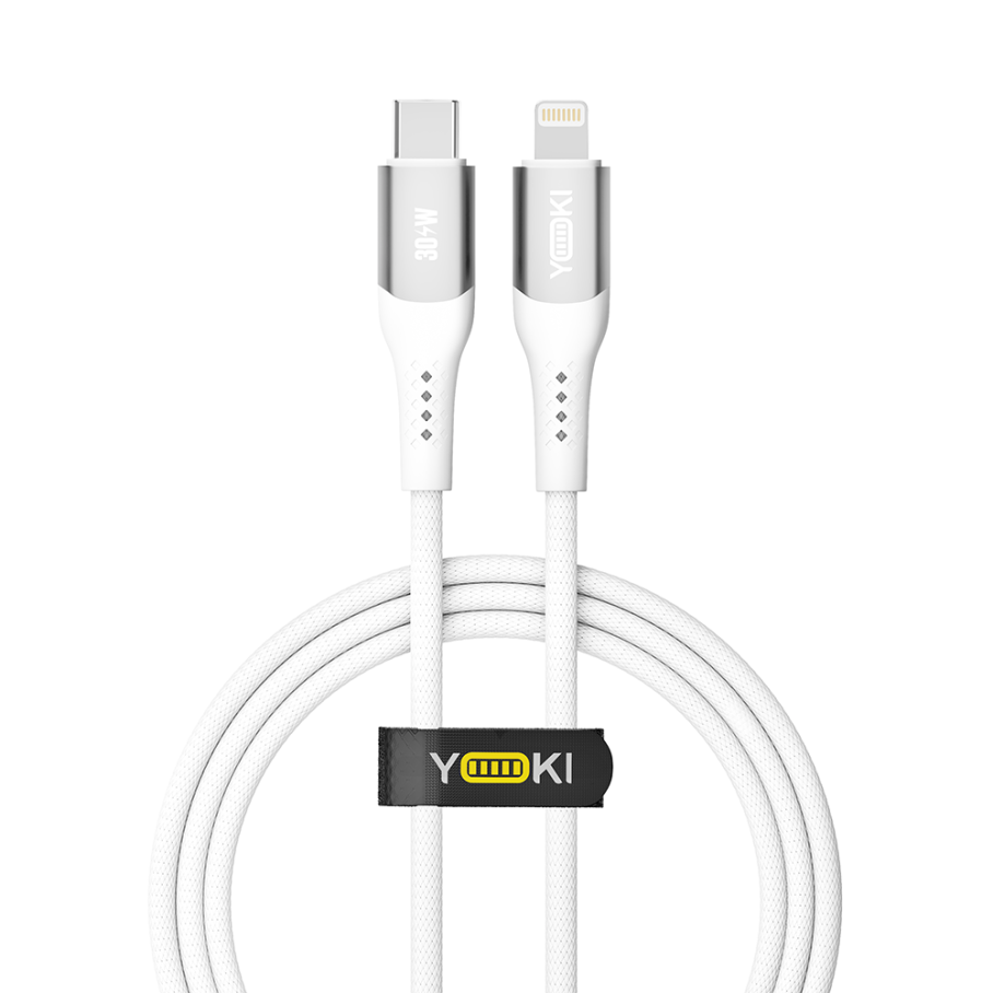Кабель USB YOKI SOLID YK-SO15 Type-C to Lightning 30W 1.2m Бiлий