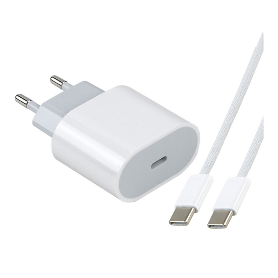 Мережевий Зарядний Пристрій For IP PD25W 16 Pro Max+Type-C to Type-C 1:1 Бiлий