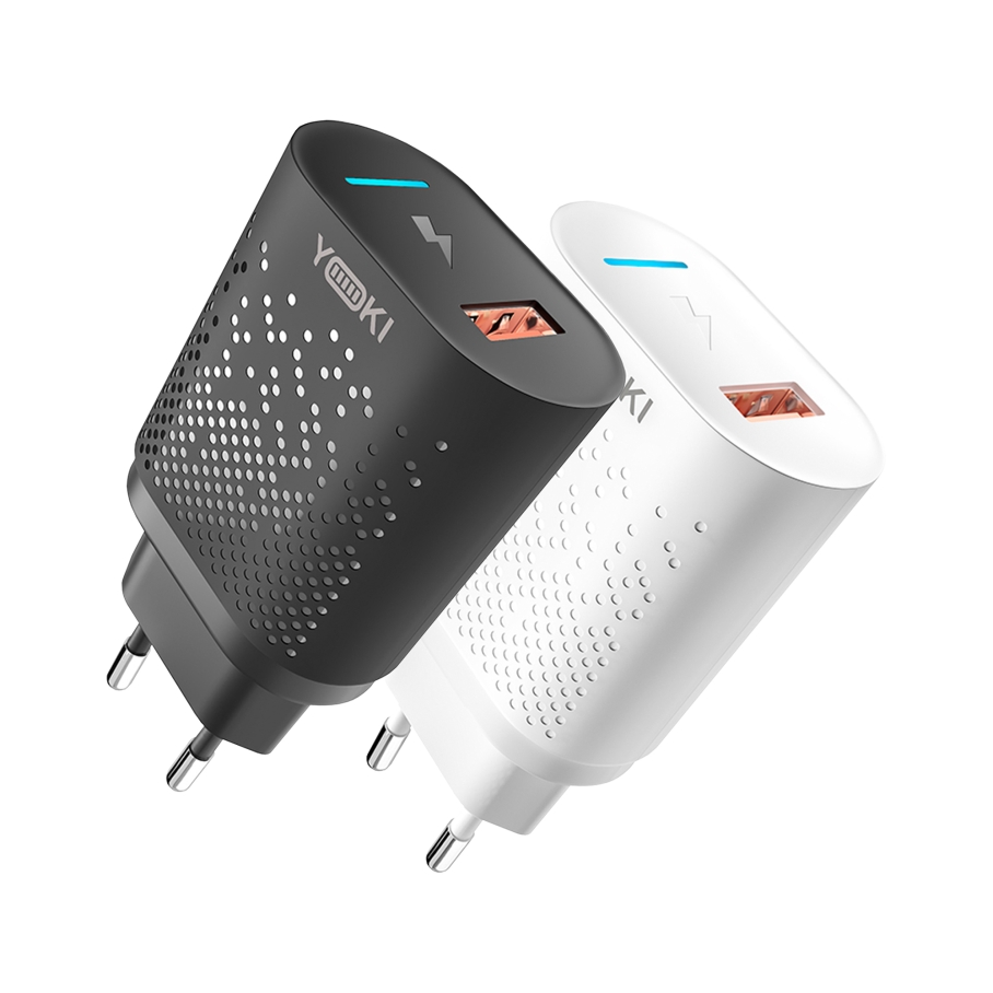 Мережевий Зарядний Пристрій YOKI Led Series YK-QC 3.0 18W Бiлий - Зображення 2