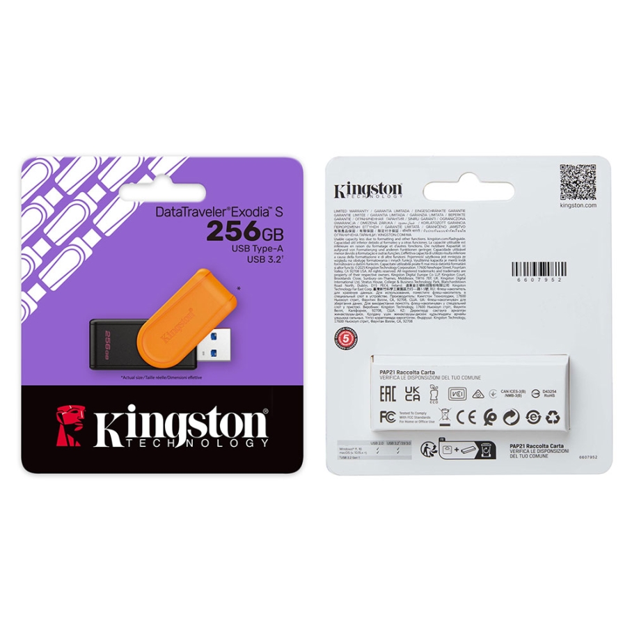 USB флеш-накопичувач 3.2 Kingston DT Exodia S 256GB Чорний/помаранчевий - Зображення 2