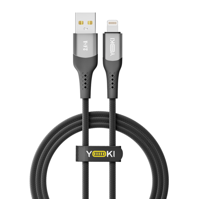 Кабель USB YOKI SOLID YK-SO15 Lightning 2.4A 1.2m Чорний